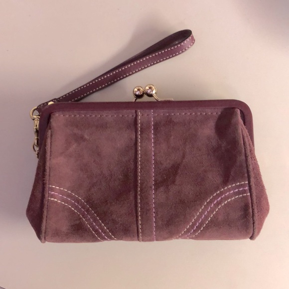 Coach burgundy suede clutch - Picture 1 of 5